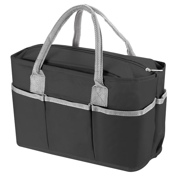 Lunch Bag Tote Bag with Pocket for Work Picnic 11.8"x5.1"x7.9", Black